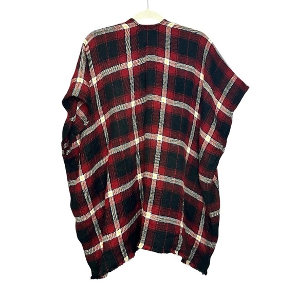 Loft Red and Black Plaid Poncho Size M/L - Picture 4 of 7